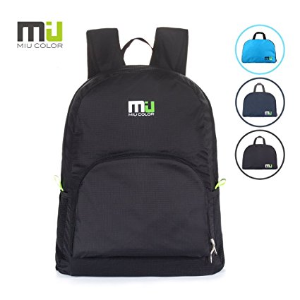 MIU COLOR 25L Foldable and Durable Lightweight Backpack - Packable Waterproof Daypack for Traveling, Hiking, Cycling, Camping Outdoor Events - Black