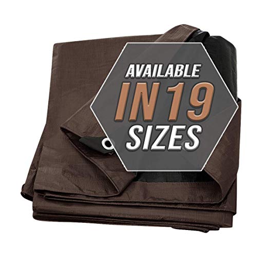 Tarp Cover Brown/Black Heavy Duty 12'X12' Thick Material, Waterproof, Great for Tarpaulin Canopy Tent, Boat, RV Or Pool Cover (12X12 Heavy Duty Poly Tarp Brown/Black)