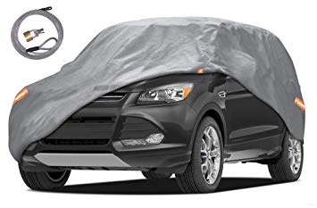 Motor Trend OV-642 Trueshield Waterproof SUV and Van Cover-Heavy Duty Outdoor Fleece-Lined Sonic Coating-Ultimate 6 Layer Protection (XL-Max Length 210")