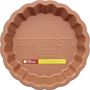 Copper Non-stick Pie Pan, 9 in., "BUT FIRST PIE"