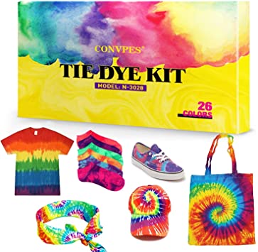 Tie Dye Kit for Kids and Adults 26 Colours Fabric Dye Kit for Kids, Adults and Groups, Non-Toxic Tie Dye Supplies for Party, Gathering, Festival, User-Friendly,