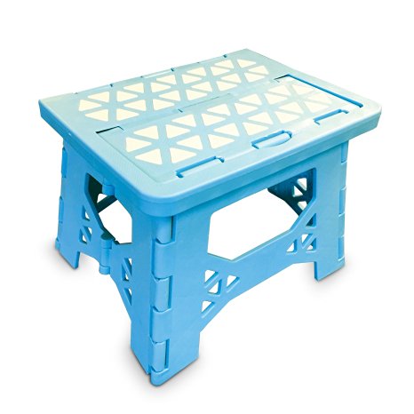 Bula Baby Folding Step Stool For Kids - New Safe Locking System and Non Slip Feet Grip - Blue