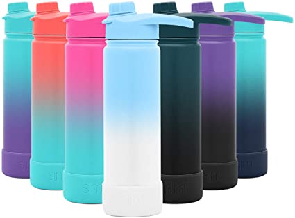 Simple Modern 22 Ounce Summit Water Bottle with Chug Lid & Protective Boot - Hydro Vacuum Insulated Flask 18/8 Stainless Ombre: Santorini Breeze