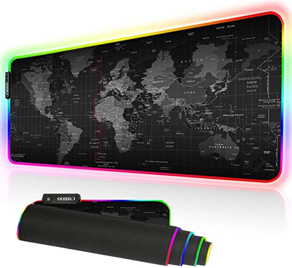 Cmhoo XXXL Gaming Mouse Pad RGB Keyboard Pad Large Glowing Led 35.4x15.7IN 3MM Thick Non-Slip Desk Pad - 90x40 FGditu