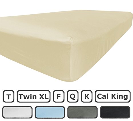 King Size Fitted Sheet Only - 300 Thread Count 100% Egyptian Cotton - Pieces Sold Separately for Set - 100% Satisfaction Guarantee (Ivory)