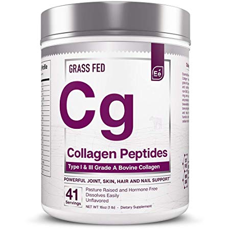 Collagen Peptides Powder - Joint, Skin, Hair and Nail Support | Type 1 & 3 Peptides - Essential Elements | Preservative-Free, Grass-Fed, Hormone-Free, Dissolves Easily - 41 Servings