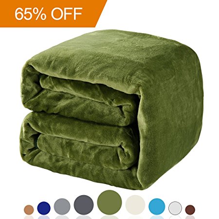 Balichun Luxury 330 GSM Fleece Blanket Super Soft Warm Fuzzy Lightweight Travel or Couch Blanket Mini Size(50"x61",Green)