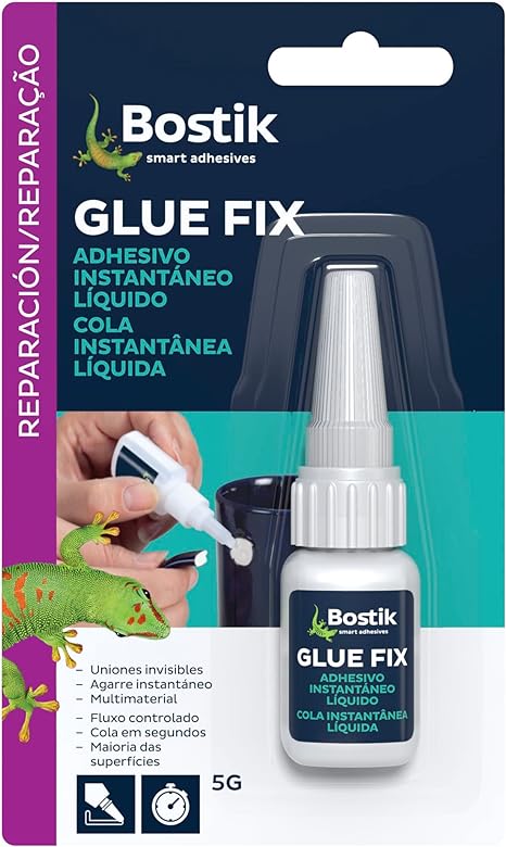 Bostik, Adhesivo de Cianocrilato Instantáneo en Gel, Alta resistencia y Pegado exrtafuerte en 10 segundos, Glue fix Gel, Transparente, Tubo de 5 g