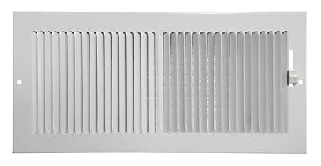 Hart & Cooley 661 Series 12" x 5" White Ceiling or Sidewall Register 6611205 (Fits a 12" x 5" Hole)
