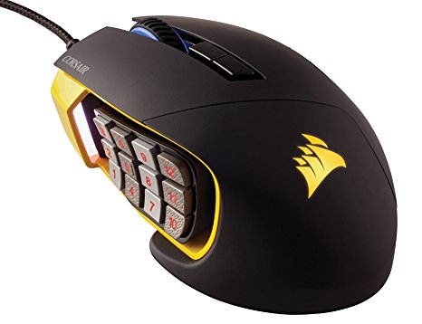 Corsair Gaming SCIMITAR Pro RGB Gaming Mouse, Backlit RGB LED, 16000 DPI, Yellow Side Panel, Optical