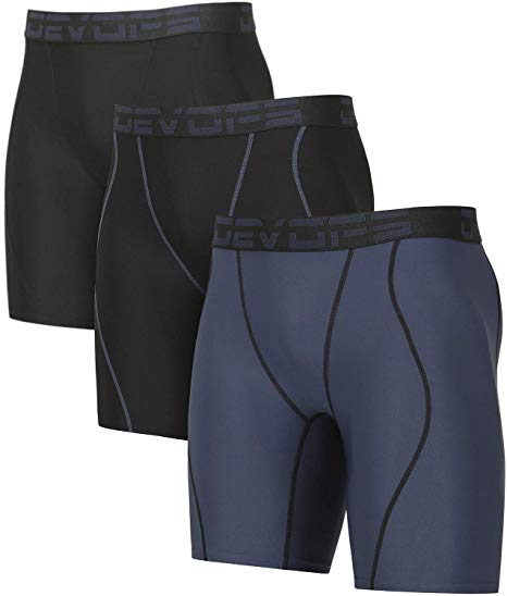 DEVOPS Men's 3 Pack Sports Performance Active Compression Cool Dry Baselayer Shorts