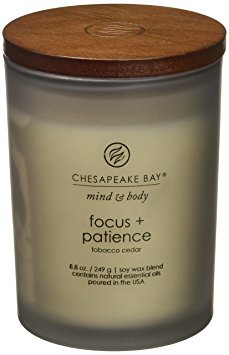 Chesapeake Bay Candle Mind & Body Medium Scented Candle, Focus   Patience (Tobacco Cedar)