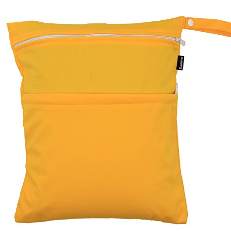 Damero Cute Travel Baby Wet and Dry Cloth Diaper Organizer Bag (Medium, Yellow)