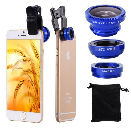 XCSOURCE 3in1 Clip 180° Fish Eye Lens Wide Angle  Micro Lens Kit For iPhone 6 6 Plus 5 5C 5S 4S 4 3GS iPad mini iPad Air 4 3 2 Samsung Galaxy S4 S3 S2 Note 3 2 1 HTC and other Smartphone DC526