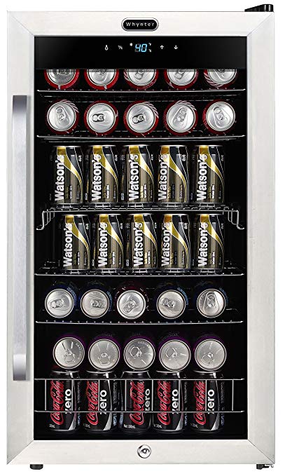 Whynter BR-1211DS Freestanding 121 Can Beverage Refrigerator with Digital Control and Internal Fan, Stainless Steel