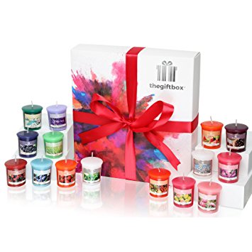 The Ultimate Candle Gift Box Hosting 16 x Colourful Scented Wax Candles in Fresh, Floral and Fruity Fragrances, Presented in a Free Deluxe Gift Box. Perfect Birthday Gift, Christmas Gift and Gift for Women. (Glitterbeam)
