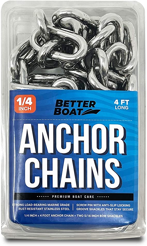 Better Boat Stainless Steel Anchor Chain and Double Shackle Link Ends Marine Grade