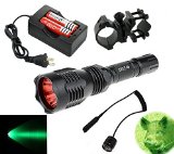 BestFire Portable HS-802 350 Lumens Cree led Tactical Flashlight 250 Yard Long Range Hunting Light Cree LED Light Coyote Hog Hunting Light Torch with Remote Pressure Switch Barrel Mount 18650 Rechargeable battery and Charger Perfect for Hunting Fishing