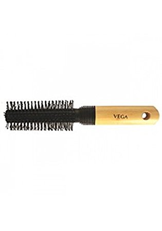 Vega Round Brush with Wooden and Black Colored Handle with Black Brush Colored Head