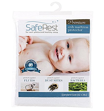 SafeRest Premium Hypoallergenic Waterproof Crib Mattress Protector - Vinyl Free