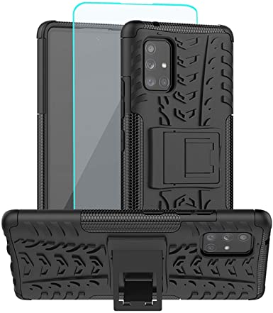 Samsung A71 5G Case,Galaxy A71 5G Case,EVB Case with HD Screen Protector [Shockproof] Tough Rugged Dual Layer Protective Hybrid Kickstand Phone Cover for Samsung Galaxy A71 5G (Black)