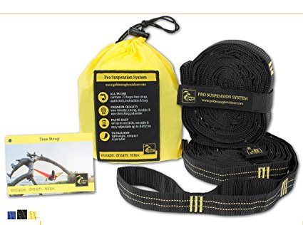 WINTER SALE - Hammock Tree Hanging Straps Set XL Pro - 100% No Stretch Top Rated Best Quality Polyester Suspension System Kit Heavy Duty - 23 Loops Each. Length - 118 in. Great Outdoor X-Mas Gift.
