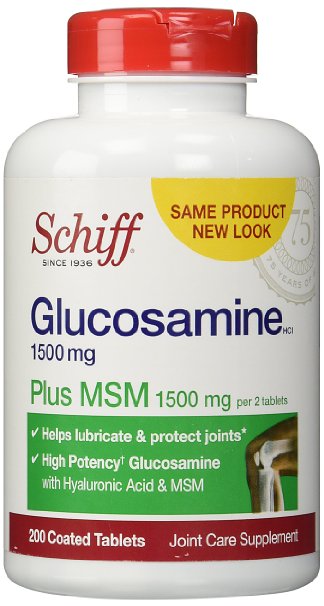 Schiff Glucosamine Plus MSM 1500mg - 200 Coated Tablets