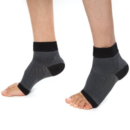 AIDOUT Compression Sleeve Ankle Brcae Lightweight Foot Support for Basketball, Running, Hiking, Sports, Everyday Wear, Relief for Injury, Joint Pain, (1 Pair)