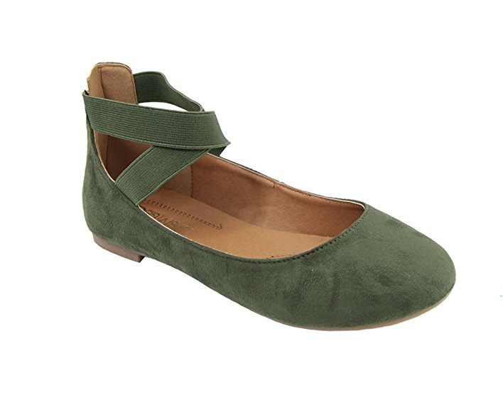 ANNA Dana-20 Women's Classic Ballerina Flats with Elastic Crossing Straps