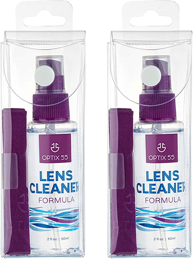 Lens Cleaner Spray Kit - Alcohol & Ammonia Free | Eye Glasses Cleaner Spray   Microfiber Cloths | Safe for Eyeglasses, Lenses & Screens | Streak-Free, Unscented (Small)