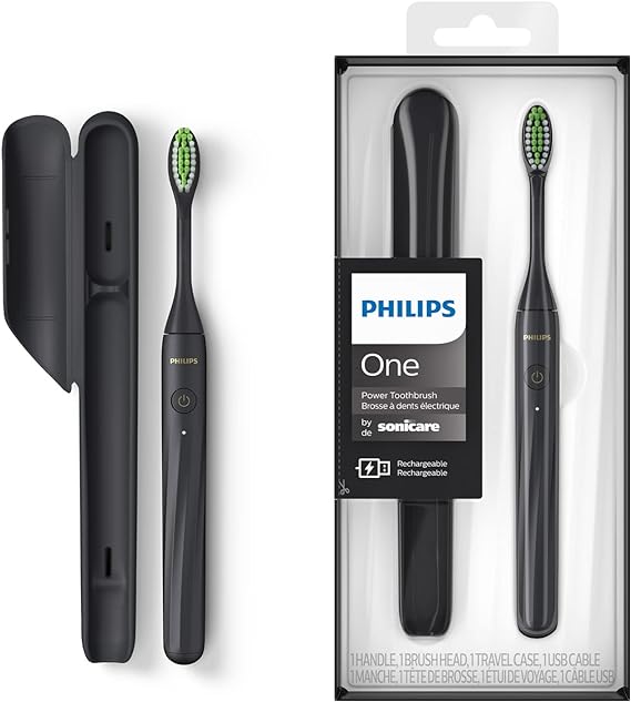 Philips One Rechargeable Toothbrush - Electric Toothbrush in Shadow Black (Model HY1200/26)