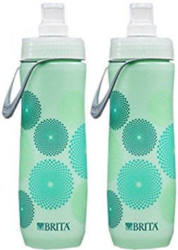 Brita Sport Water Filter Bottle, 20-Ounce, Mint Spiral ( 2 Bottles )