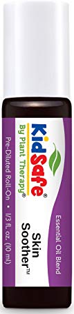 Plant Therapy KidSafe Skin Soother Synergy Pre-Diluted Essential Oil Roll-On. Ready to use! 100% Pure, Therapeutic Grade Essential Oils Diluted in Fractionated Coconut Oil. 10 ml (1/3 oz).