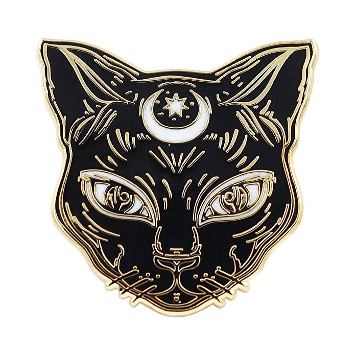 Real Sic Black Cat Enamel Pin - Witch's Cat Lapel Pin - Premium Halloween/Occult/Witch/Tarot/Alchemy Cat Accessory for Jackets, Backpacks, Hats & Tops