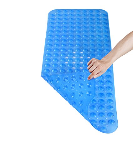 NTTR Non-Slip Anti-Bacterial Massage 16 x 39 Inches Bath Mat, Blue