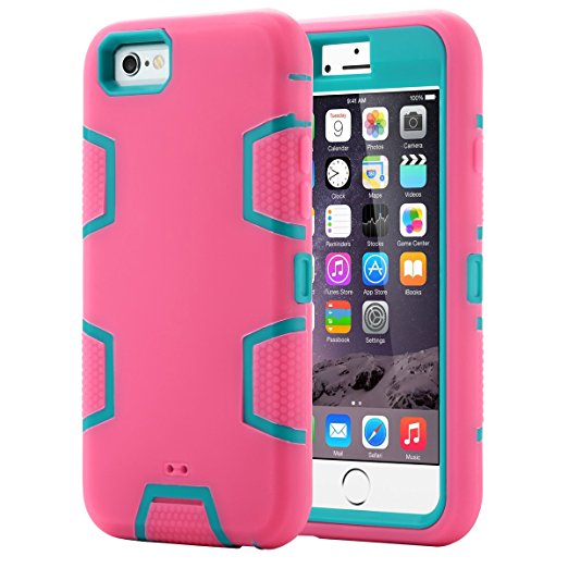 iPhone 6 Case, iPhone 6s Case, ULAK [Robot Guard] Shock Absorbing Case with Hybrid 3in1 PC and Silicone Cover for Apple iPhone 6 & 6S 4.7 inch (Blue/Magenta)