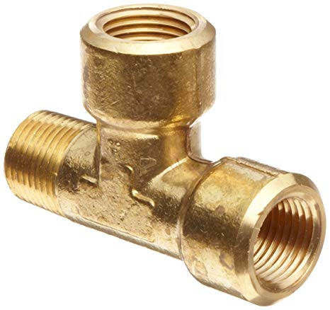 Anderson Metals Brass Pipe Fitting, Forged Street Tee, 1/4" Female Pipe x 1/4" Male Pipe x 1/4" Female Pipe