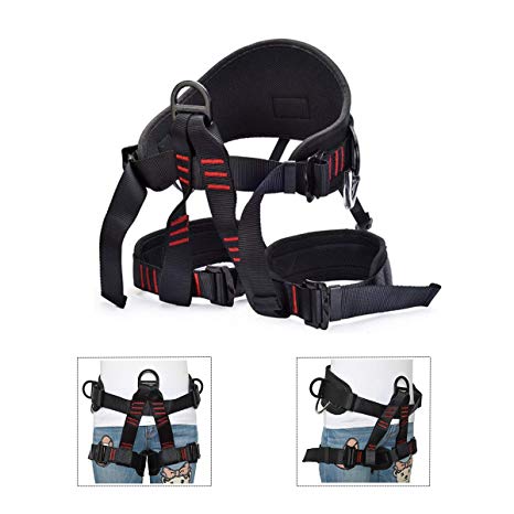 HeeJo Thicken Climbing Harness, Professional Mountaineering Safety Harness/Belt with Magnesium Alloy Connection Ring, Widen Harness for Rock Climbing Outward Bound SRT Fire Rescuing Rappelling