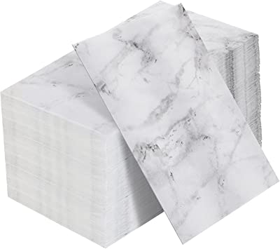 150 Pieces Paper Hand Towels for Bathroom Disposable Guest Decorative Napkins Paper Dinner Napkins Marble Paper Napkins Decorative Bathroom Paper Towels for Home Bathroom Party Supplies (White)