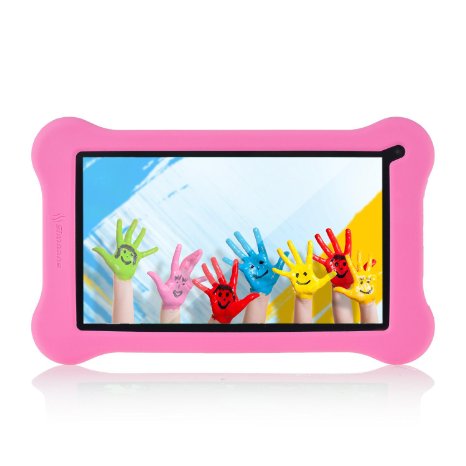 Simbans Funlet Pink 7 Inch Tablet for Kids Bundle - IPS screen, HDMI, 1GB RAM, 8GB disk, WiFi, Android 5.1 Lollipop, Quad Core, Dual 2M Cameras, Bluetooth, Micro USB