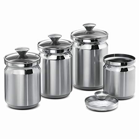 Tramontina T-404DS Gourmet 4-Piece Canister Set, Stainless Steel, Made in Brazil