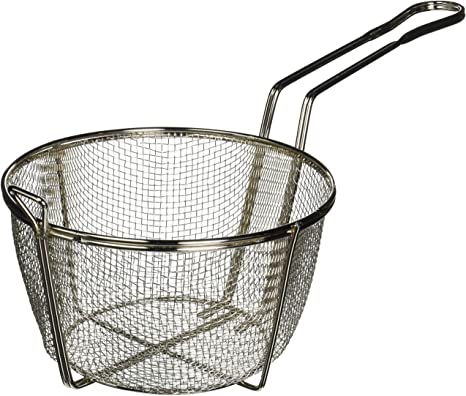 Winco FBRS-8 Round Wire Fry Basket, 8-1/2-Inch, 6-Mesh, Medium, Nickel