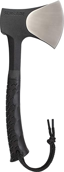 Schrade SCAXE10 11.1in Full Tang Hatchet with 3.6in Stainless Steel Blade TPR Handle for Outdoor Survival Camping and Everyday Tasks