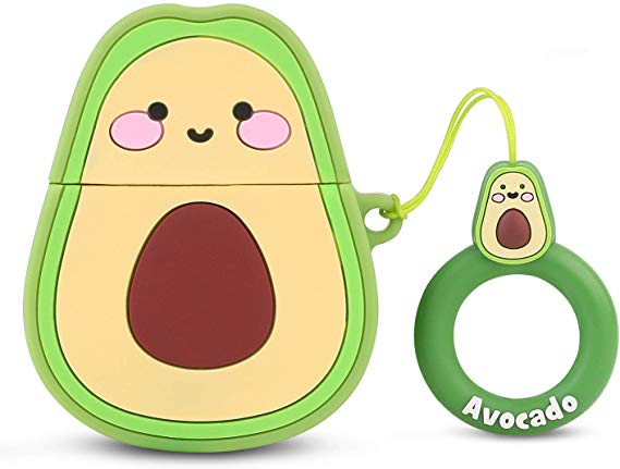 Bqmte Avocado Silicone Case Compatible for Airpods 1&2, Cute 3D Funny Character Soft Kawaii Fun Cool Keychain Cover Skin for AirPods Wireless Charging (Avocado)