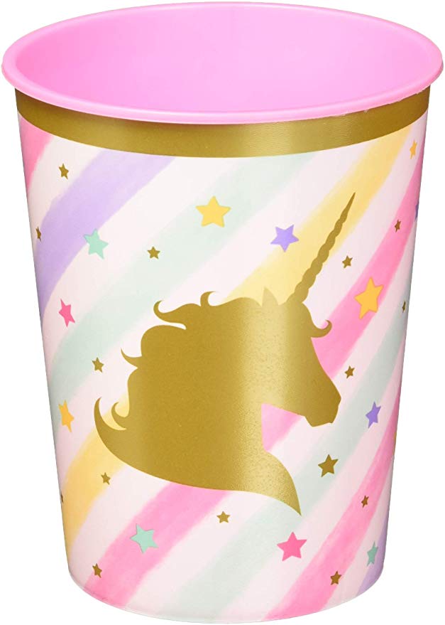 Creative Converting 329303 Unicorn Sparkle 12-Count Plastic Keepsake Party Cups