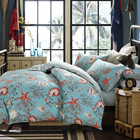 Brandream Luxury Nautical Bedding Designer Beach Themed Bedding Sets 3-Piece 100% Cotton Duvet Cover Set Bedding Set Cal King Size 800TC(Sheets Sold Separately)