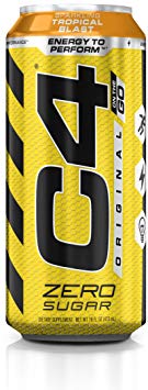 Cellucor C4 Original Carbonated Zero Sugar Energy Drink, Pre Workout Drink   Beta Alanine, Sparkling Tropical Punch, 16 Ounce Can