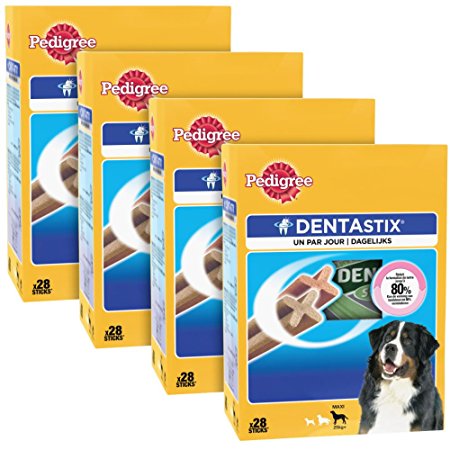 Pedigree Dentastix Dental Dog Chews - Large Dog, Pack of 4 (Total 4 x 28 Sticks)