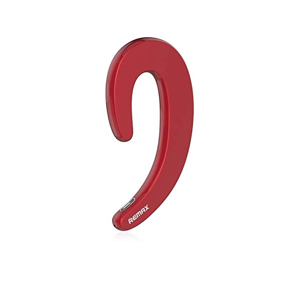 Remax T20 4.1 Ultra-thin Earhook Wireless Bluetooth Headset for ios & Android,Comfortable and Fit in Perfectly. Ero=gonomic Design, HD Noise Cancellation. Stressless & Free Advance Design, (Red)