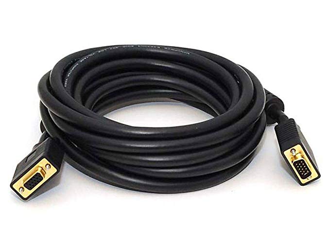 Monoprice 15ft Super VGA M/F CL2 Rated (For In-Wall Installation) Cable w/ Ferrites (Gold Plated)